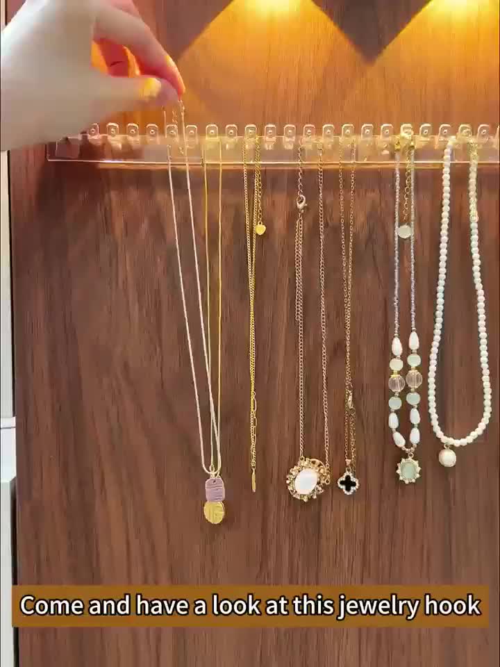 8-Hook Transparent Acrylic Wall-Mounted Jewelry Organizer